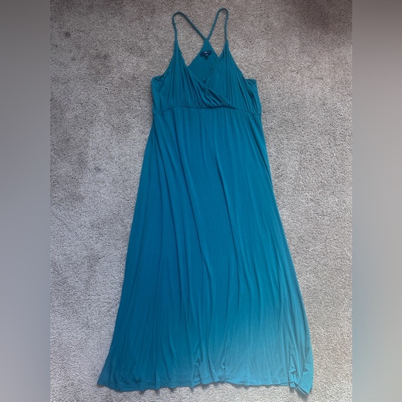 GAP Teal Maxi Dress Small Cross-Front Spaghetti Strap - Picture 2 of 9
